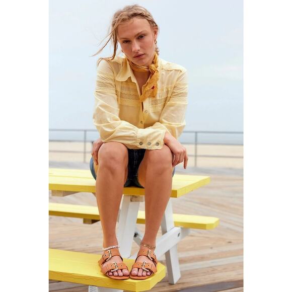 $138! FREE PEOPLE - BLOSSOM BUCKLE SANDALS IN LUGGAGE LEATHER SZ 9 NWOT! - Picture 7 of 8